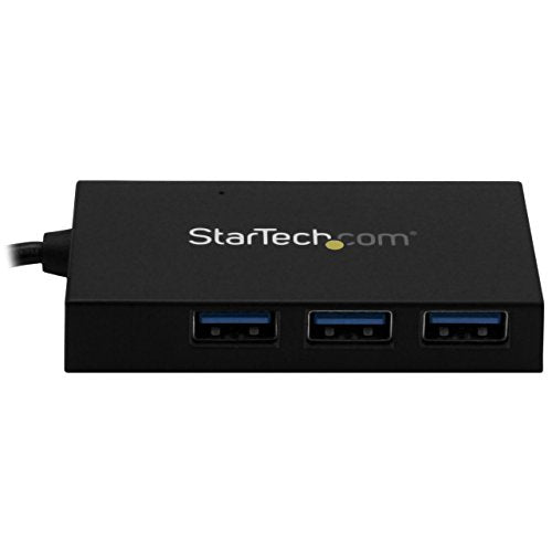 StarTech 4-Port USB-A Hub 5Gbps, 3x USB-A 1x USB-C, TAA (HB30A3A1CSFS) | SuperSpeed USB 3.0, Bus or self-powered, BC 1.2 charging to 12W per port, 20W total, Portable aluminum