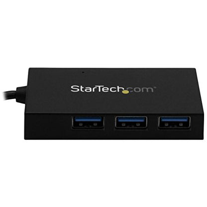 StarTech 4-Port USB-A Hub 5Gbps, 3x USB-A 1x USB-C, TAA (HB30A3A1CSFS) | SuperSpeed USB 3.0, Bus or self-powered, BC 1.2 charging to 12W per port, 20W total, Portable aluminum