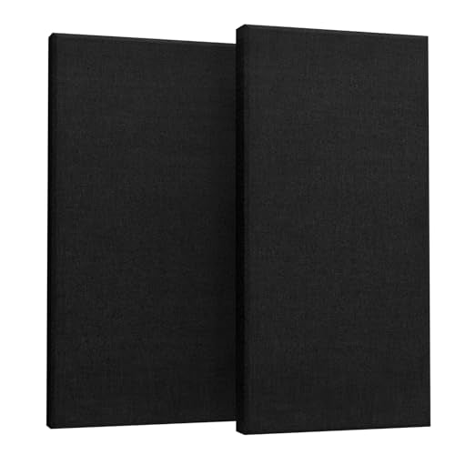 UMIACOUSTICS 2 PCS Acoustic Panel, 47.2" x 23.6" x 2" Fiberglass Sound Proof Wall Panels, Sound Absorbing Panels for Studios, Office, Home Theater. Black - color: Black, size: 47.2" x 23.6"-2pcs