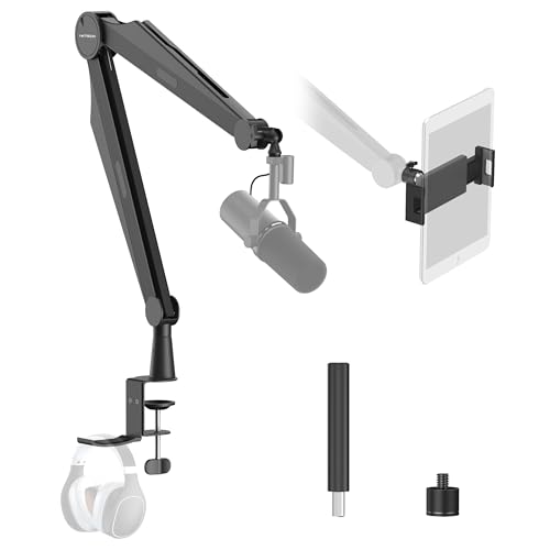 IXTECH Mic Boom Arm Microphone Arm for Blue Yeti Shure Sm7b Hyperx QuadCast Rode At2020 and Fifine Upgraded Mic Stand with Tablet and Headphone Holder for Gaming Podcasting and Streaming CAPTAIN PRO - color: 3 Pro.