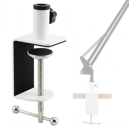 Heavy Duty Metal Desk Clamp,Upgrad C-Clamp Mount for Mic Boom Arm Desk Lamp | 12mm mounting hole. Rubber-lined jaws prevent wear.Fits max 58mm Desk. Quick knob adjustment. For mic arms/phone stands/lamps - color: White