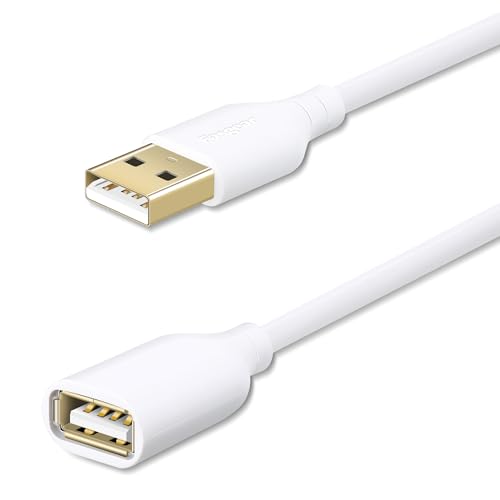 Fasgear USB Extension Cable, Type A Male to Female, 10ft, White | Extension Cord with USB Ports For Flash Drive/Hard Drive/Mouse/Printer/Webcam - color: White, size: 10ft