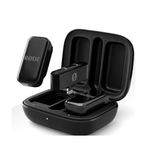 RØDE Wireless Micro — Compact Wireless Microphone for Lightning (X Through 14), Two Mics with Charging Case for Smartphone Content Creation, Black — NOT for iPhone 15+ - color: Lightning Black