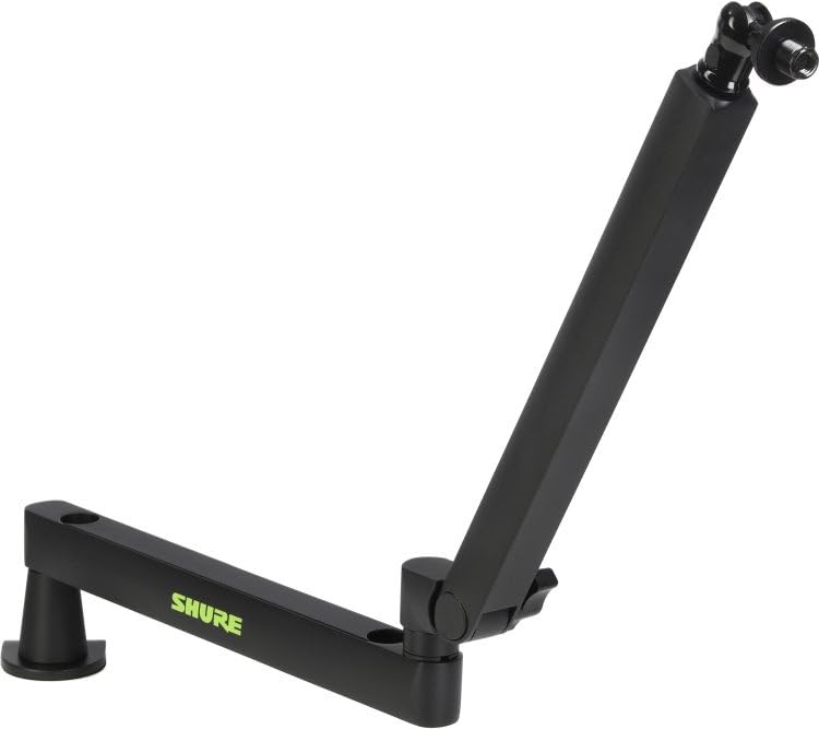 Shure by Gator Premium Low-Profile Desktop Mic Boom Stand; Fully Adjustable for Podcast, Streaming, and Home Office Setups (SH-BROADCAST2)
