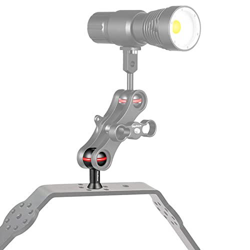MINIFOCUS 1" Ball Adapter with M6 & 1/4" Threaded Stud, Aluminum Alloy Fixed Ballhead Mount Adapter for Action Camera & Camcorder Compatible Underwater Tray Bracket Flashlight System