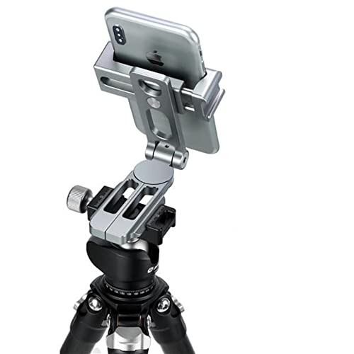 LEOFOTO PS-2 Phone Holder, Cell Phone Stand, Adjustable Angle, Compact and Portable, 1/4" Screw Thread, Arca Compatible (Silver) - color: Silver