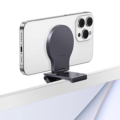 Stouchi Continuity Camera Mount for Desktop Monitor, iMac Compatible iPhone Webcam Mount with Mag-Safe for Mac Desktops and Displays, Apple TV 4K - color: Grey