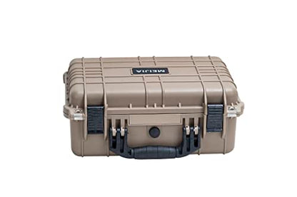 MEIJIA Portable All Weather Waterproof Camera Case With Foam,Fit Use of Drones,Camera,Equipments,Pistols,15.98x12.99x6.85inches - color: Desert Tan
