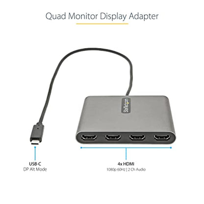 StarTech 50cm USB-C to 4-HDMI Adapter, 4x 1080p 60Hz, USB Powered, TAA - style: USB-C