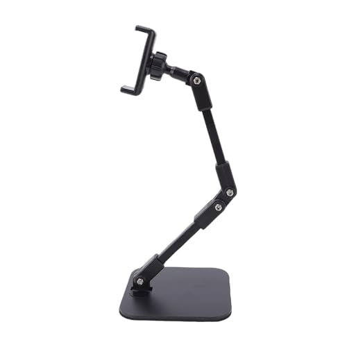 Desktop Phone Stand, Height Adjustable Phone Holder with 360 Degree Rotatable Arm and Stable Steel Base for Live Streaming Recording Video Calls and Work from Home Meetings