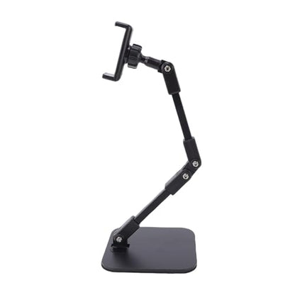 Desktop Phone Stand, Height Adjustable Phone Holder with 360 Degree Rotatable Arm and Stable Steel Base for Live Streaming Recording Video Calls and Work from Home Meetings