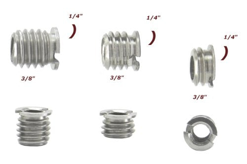 1/4" to 3/8" Convert Screw 5 Pack (3 Different Lengths Adapter Set) Desmond Camera Tripod Bushings