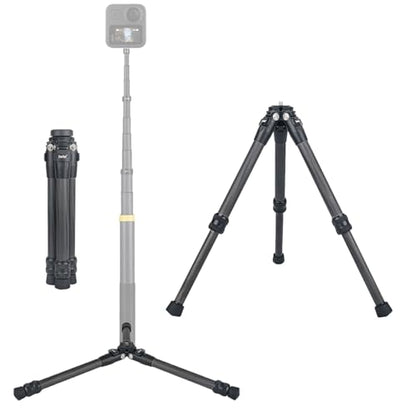 10.5'' Travel Carbon Fiber Desktop Tripod for Insta360 Action Camera(Black) | 230g Carbon fiber construction,Sturdy,Easy carry,Wide universal compatibility,User-friendly structure,Multi-scene application - color: Black