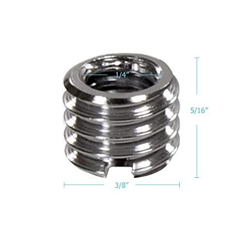 Foto&Tech Metal 1/4 inch to 3/8 inch Tripod Thread Adapter, Easy Mount Convert Screw Adapter for Tripod Monopod Ballhead, Reducer Bushing for Camera Video Equipment DSLR SLR Mic Boom Stand (5 Pieces) - size: 5 Pieces