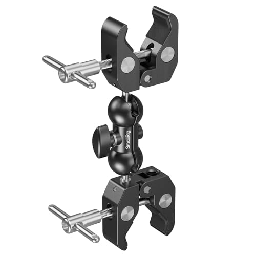 SMALLRIG Adjustable Double Clamp Mount, Dual Head 15-40mm Anti-Slip Clamp, 1.5kg Aluminum Alloy Clamp for Photography Lighting/Tripod/Studio - 5331