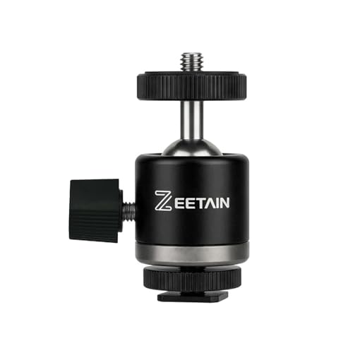 Mini Ball Head Tripod Head, 360° Rotatable Aluminum, 1/4" Hot Shoe, 20mm Camera Mount Adapter for Tripods, Monopods, HTC Vive & SLR Cameras, 2.5lb Capacity