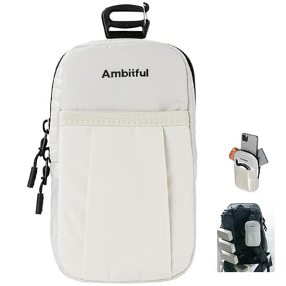 AMBITFUL Compact Sports Camera Bag, Shoulder Strap Storage Case, 3.94 x 1.57 x 7.09 inches, Compatible with Phones, Compact Cameras, Power Banks, Headphones, Black (Hang U1) (White) - color: White
