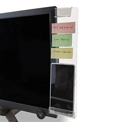 MINSA Fashion Multifunction Utility Acrylic Transparent Computer Monitors Side Panel/Memo Pads/Message Boards/Sticky Boards for Computer Screen, 1 Set (Left & Right) (Phone Holder) - color: Phone Holder