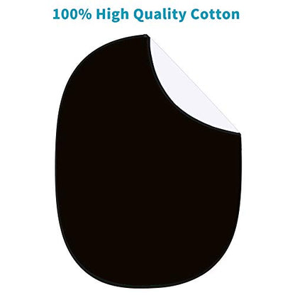 5 x 3.3ft (1.5mX1m) 2 in 1 Polyester Muslin Black and White Collapsible Backdrop, Small Pop Up Portable Reversible Photography Background with Carrying Bag - color: Black/White