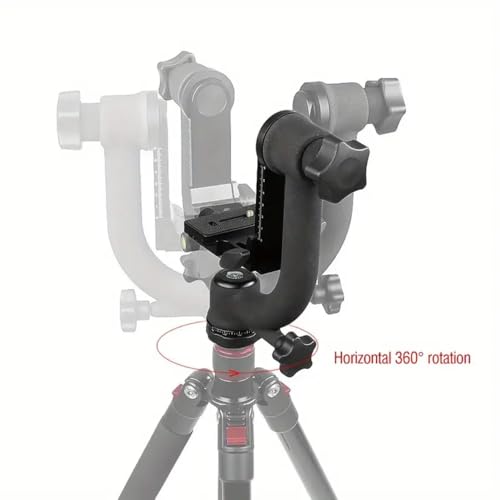 Aluminum Alloy Gimbal Tripod Head with 1/4" Quick Release Plate - 360° Rotating Ball Head, Smooth Pan & Tilt for DSLR, Live Streaming, Bird Watching, Outdoor Shooting Stabilizer, Camera Stabilizer