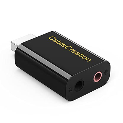 USB Audio Adapter with 3.5mm Jack, CableCreation USB External Stereo Sound Card with 3.5mm Earphone and Microphone for PS4, PS5, Windows, Mac, Linux, Plug and Play, Black - color: Black, size: 1-Pack