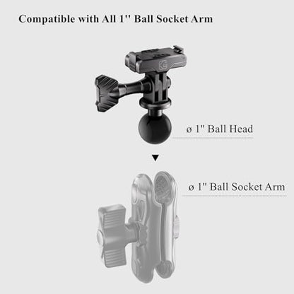 Kewig Magnetic Quick-Release Adapter Camera Mount with 1'' Ball for DJI | for DJI Osmo 360 / Action 3 / 4 / 5 Pro Action Camera, for RAM Mounts B Size 1 Inch Ball Double Socket Arm (X1+R15)