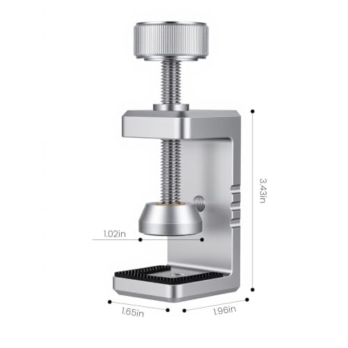 Heavy Duty C Clamp & Desk Clamp, Aluminum Alloy Table Mount with 1/4" & 3/8" Camera Tripod Adapter, Wide Jaw Design for Desk, Shelf, Camera Mount, Woodworking & Workbench (Silver) - color: Silver