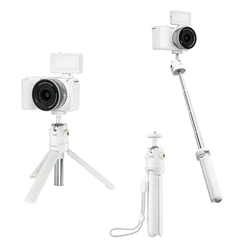 JJC 2 in 1 Extendable Mini Vlogging Tripod & Selfie Stick for Sony ZV-E10 II ZVE10 ZV-1F ZV1F ZV-1 II ZV1 RX100 VII A6100 A6400, Canon PowerShot V1 SX740 HS G7X Mark III II EOS R100 R50 R10 & More - color: White, size: Single Extendable Mini Tripod & Self