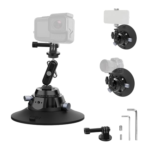 EMART Suction Cup Camera Mount with Adjustable Magic Arm, Metal 6" Suction Cup Mount Compatible with Camera, Action Cam, Phone, Universal 1/4"-3/8" Mount Holes for Windshield, Dash and Smooth Surface - size: 6 inch Magic Arm