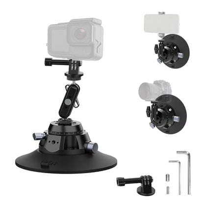 EMART Suction Cup Camera Mount with Adjustable Magic Arm, Metal 6" Suction Cup Mount Compatible with Camera, Action Cam, Phone, Universal 1/4"-3/8" Mount Holes for Windshield, Dash and Smooth Surface - size: 6 inch Magic Arm