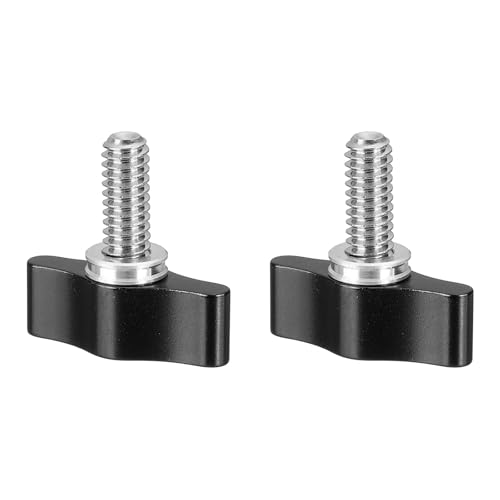 PATIKIL Clamping Screw Knob 1/4" x 1.14", 2Pcs Stainless Steel t Shaped Camera Thumb Screws for DSLR Flash Bracket Light Stand Adapter Action Sports Camera Mounting System, Black - color: Black, size: 1/4" x 1.14"