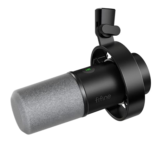 FIFINE Dynamic Microphone, XLR/USB Podcast Recording PC Microphone for Vocal Voice-Over Streaming, Studio Metal Mic with Mute, Headphone Jack, Monitoring Volume Control, Windscreen-Amplitank K688 - color: Black (No Boom Arm Included)