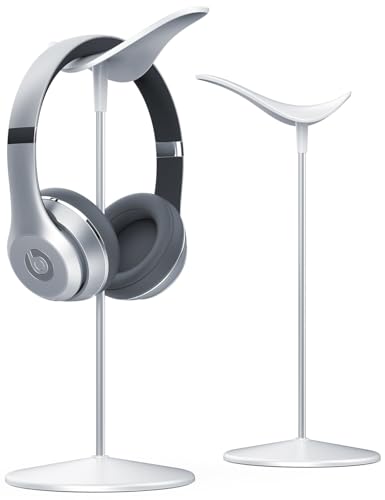 Lamicall Headphone Stand, Desktop Headset Holder - Desk Earphone Stand, for All Headsets Such as Airpods Max, HyperX Gaming Headphones, Beats/Sennheiser Music Headphones - color: White