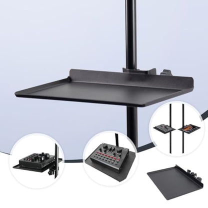 Clamp Microphone Stand Tray Holder for Live Streaming with Sound Card Storage Raised Edge Bracket for Picks Capos Phones and Accessories