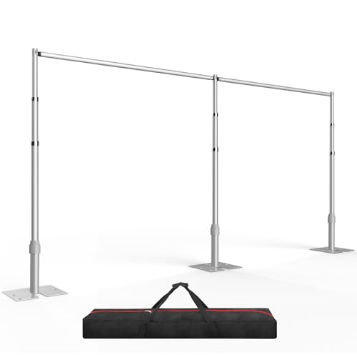 EMART Backdrop Stand Heavy Duty 12ftx20ft, Adjustable Pipe and Drape Photo Background Support Kit, Metal Frame with Flat Base for Wedding Birthday Party Banquet Decorations - color: Silver, size: 12x20FT