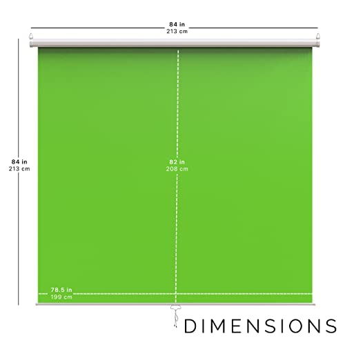 【Wider Style】 KHOMO Gear Green Screen 84 x 84 inch - Extra Large Pull Down Projector Green Screen Backdrop - Portable Collapsible Roll Down Projector Screen - color: Green - White Metal Frame