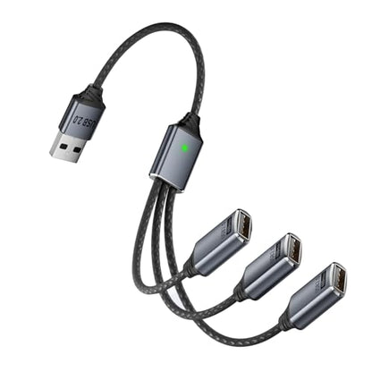 USB Splitter 1 in 3 Out,USB2.0 Male to 3 Female Y Extension Hub Cable,Black | for Car,Mac,Xbox,Laptop,Tablet,Smartphone Data Transmission