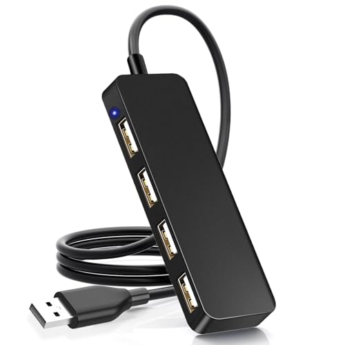 USB Adapter, 4-Port Extender for Laptop, PC, MacBook, Mac Pro, iMac, Surface Pro and More (Black - USB 2.0/1m) - color: Black-usb 2.0/1m