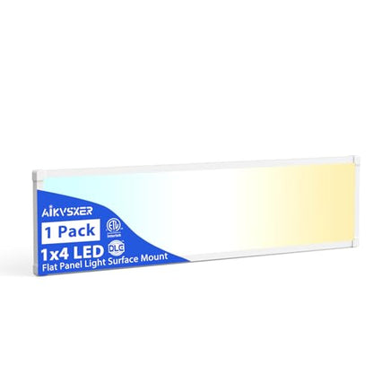 AIKVSXER 1Pack 1x4 LED Flat Panel Light, 6500LM Ultra-Bright, 30-50W White | 3000K-6500K Adjustable, 0-10V Dimming, AC120-277V, Slim Surface Mount Ceiling Light for Office, Home, Garage - color: White, size: 1x4ft-1P