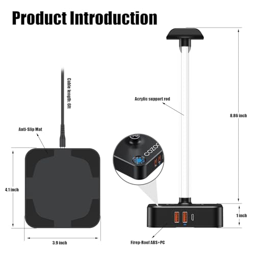 RGB Headphone Stand with USB Charger COZOO Desktop Gaming Headset Holder Hanger with 3 USB Charger and 2 Outlets - Great for Gaming, DJ, Wireless Earphone Display,Gamer PC Accessories Boyfriend Gifts - color: 2.Multi-LED lights