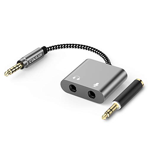Cubilux 3.5mm TRS Audio Microphone to TRRS Male Adapter, 1/8” Headphone MIC Splitter Compatible with MacBook iPad Switch PS4 PS5 Xbox One/360 Smartphone Tablet Computer Laptop - color: Grey, size: 3.5mm, HP+MIC