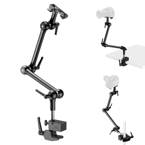 ALTSON 20.4"/52cm Magic Arm Mounting Kit - Super Clamp, 1/4" Screw Adapter, Overhead Camera Desk Mount Stand for Flash/LED Light/Microphone/Monitor, SmallRig Camera Cage, Max Load: 6.61lbs/3kg