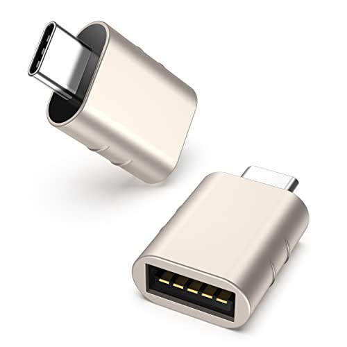 Syntech USB C to USB Adapter Pack of 2 USB C Male to USB3 Female Adapter Compatible with iPhone 17 Pro Max MacBook Pro Air 2024 iMac iPad mini Pro, Other Type C or Thunderbolt 5/4 Devices, Starlight - color: Starlight, size: 1.08 X 0.65 X 0.32 Inch