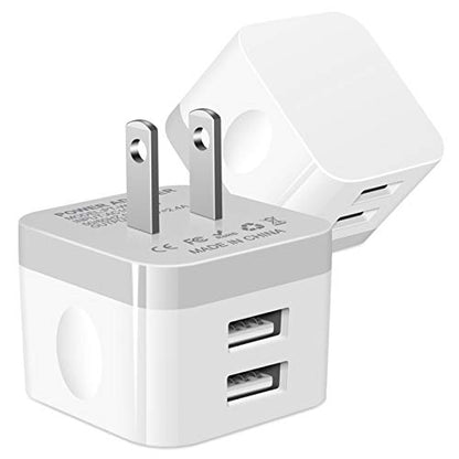 Dual USB Wall Charger, 2Pack 2.4A Double USB Wall Plug iPhone Fast Charger Block Box Brick Adapter for iPhone 17 16 15 14 13 12 Pro Max XS X 8 Plus, Samsung Galaxy S26 S25 S24 A17 A56 A16 A15 Note20 - color: white#