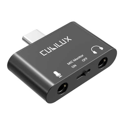 Cubilux USB C to Microphone Adapter (Support Real-Time MIC Monitor), Type C to 3.5mm TRS Headphone MIC Splitter for iPhone 17/16/15, iPad Pro 13/12.9/11 iPad Air 13/11, Samsung, Pixel, Android Phone