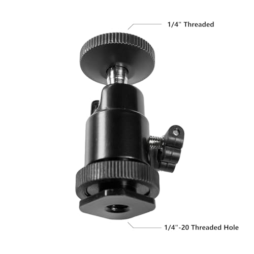 Hot Shoe Phone Mount for Camera, Ball Head Adapter with Phone Clamp - 360° Rotatable Smartphone Holder for DSLR/Mirrorless/Action Cam Live Streaming