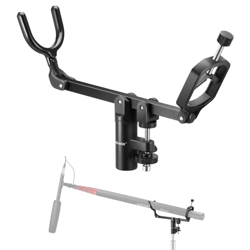 NEEWER Mic Boom Pole Support Holder with 5/8" Stud for Light Stand Boom Arm C Stand, Metal Nonslip DSLR Video Microphone Shotgun Mount Adapter, -15°/+30° Tilt, Max Load: 17.6lb/8kg, CM-NA-2 - style: CM-NA-2