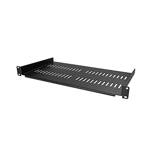 StarTech.com 1U Server Rack Shelf - Vented Rack Mount Cantilever Tray for 19" Network Rack & Cabinet, 44lb/20kg, 10" Deep | Universal 19in fit, Network rack and cabinet, SPCC cold-rolled steel, Perforated airflow, Front-mounted tray - size: 10", style: si