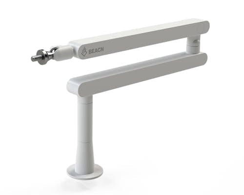 BEACN Mic Stand - Studio-Quality Low Profile Adjustable Microphone Arm with 360° Rotation, Cable Management, Easy Clamp, Universal Fit For Streaming, Podcasting, Gaming (White) - color: Light