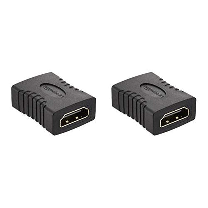 Amazon Basics HDMI Female to Female Coupler Adapter for 4K@60Hz Video (2 Pack), 29 x 22mm, Black